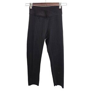 Zella Leggings Womens XS 0 2 4 Black Mid Rise Cross Over Waist Band Cropped NEW
